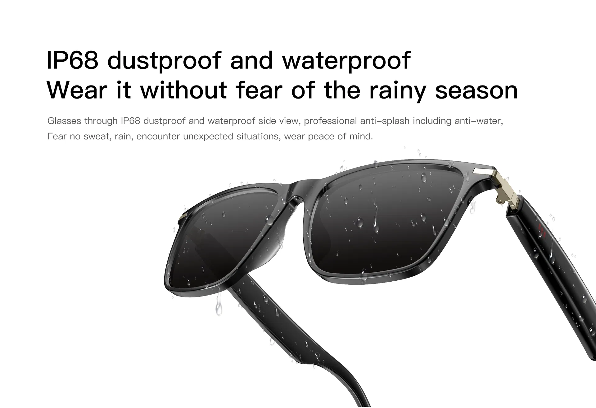 M01s Smart Glasses with Translation Enc Call IP68 Waterproof 6h Playtime