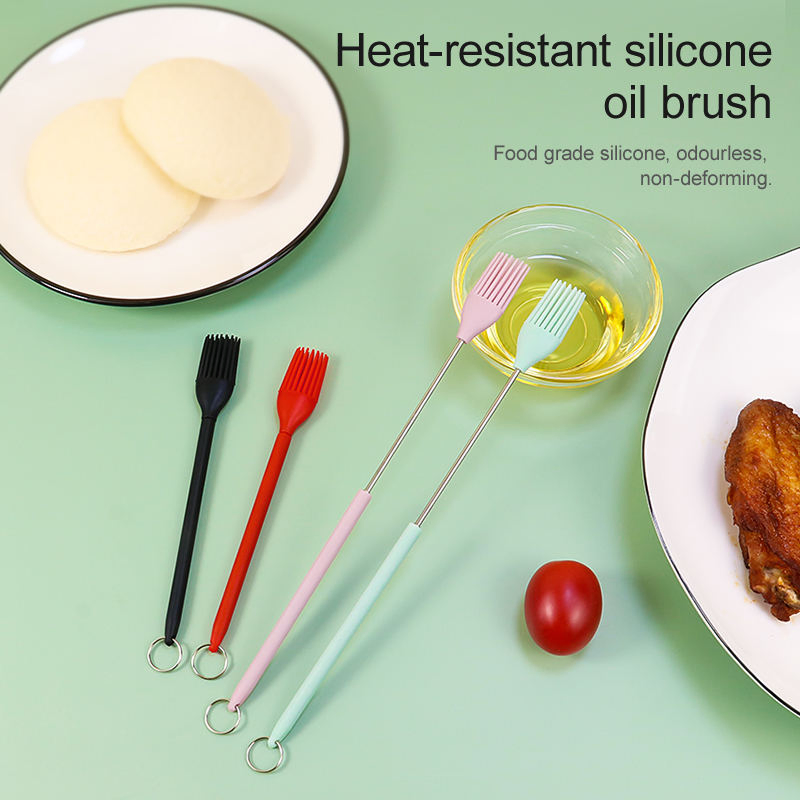 Kitchen Utensils Heat-Resistant Healthy Odorless Non-Toxic Food Grade Silicone Retractable Baking Pastry Oil Brush