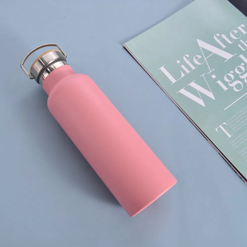 Вакуумная спортивная бутылка для воды с ручкой, 750 мл