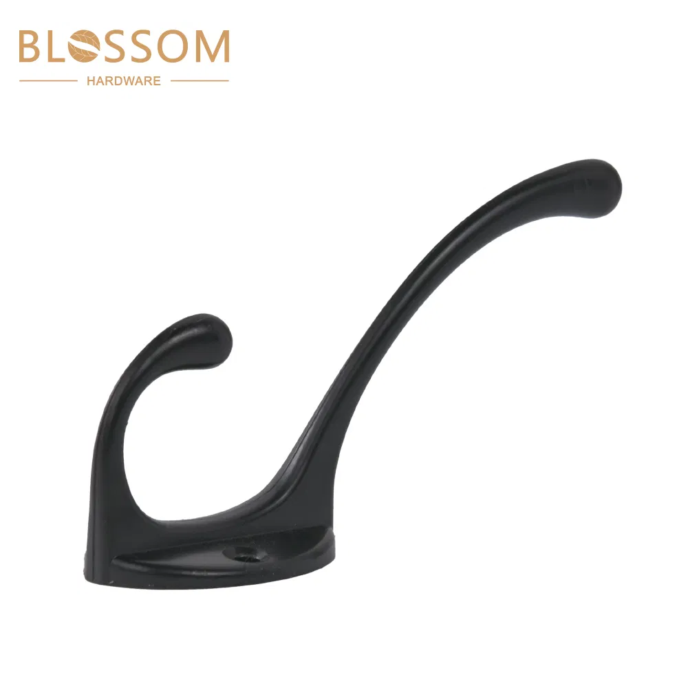 Commercial Grade Matte Black Dual Prong Robe Hooks Wall Mounted Metal Hanger for Hotel Bathroom