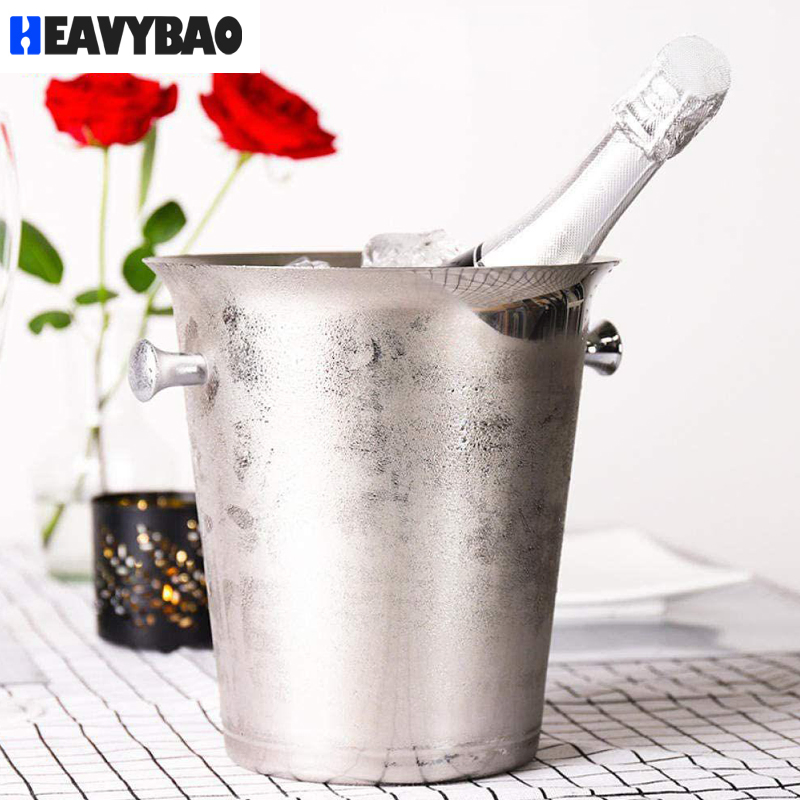 Heavybao Top Quality Stainless Steel Metal Beer Ice Buckets Champagne Barrel for Cool