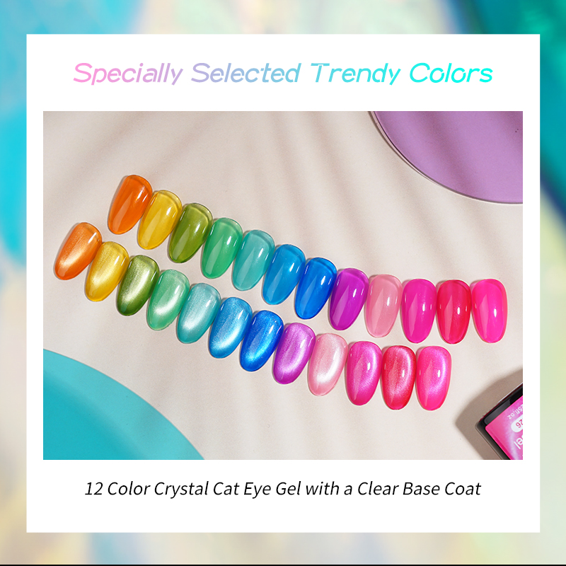 RS Nail 12 Colors Hema Free Crystal Cat Eye Gel Magic Three Step Gel Polish for Nail Gel Polish Art