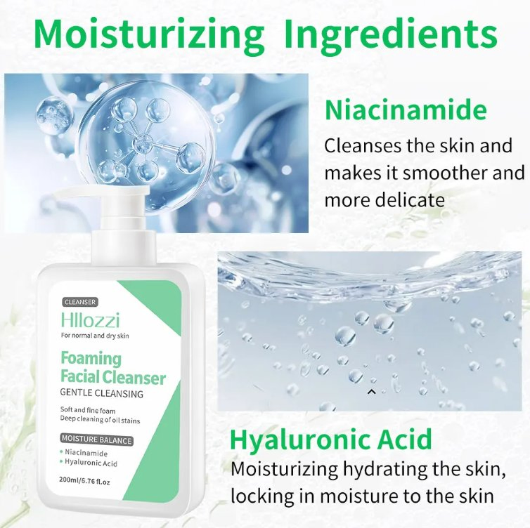 Organic Natural Best Lightening Glowing Face Wash Niacinamide Brightening Skin Hydrating Whitening Facial Cleanser Plumping Skin Facial Foam for Sensitive Skin