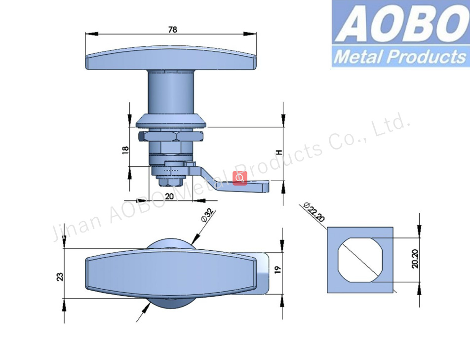 Aobo Non-Locking Stainless Steel 316 Cam Lock IP65 Electrical Cabinet Panels T-Handle Lock