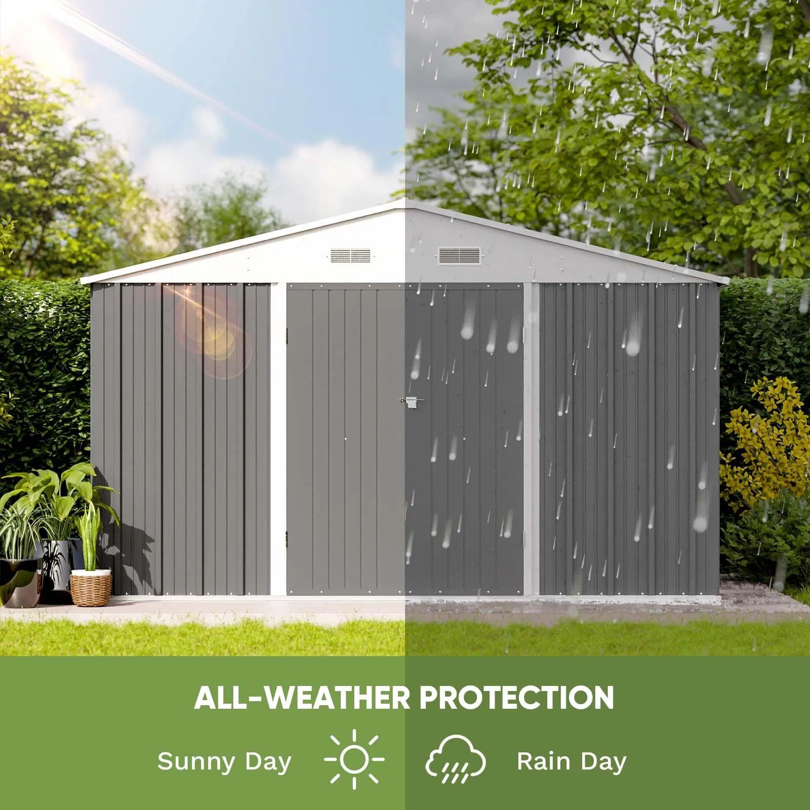 10 X 8 FT Outdoor Shed for Backyard Garden Patio Lawn, Brown