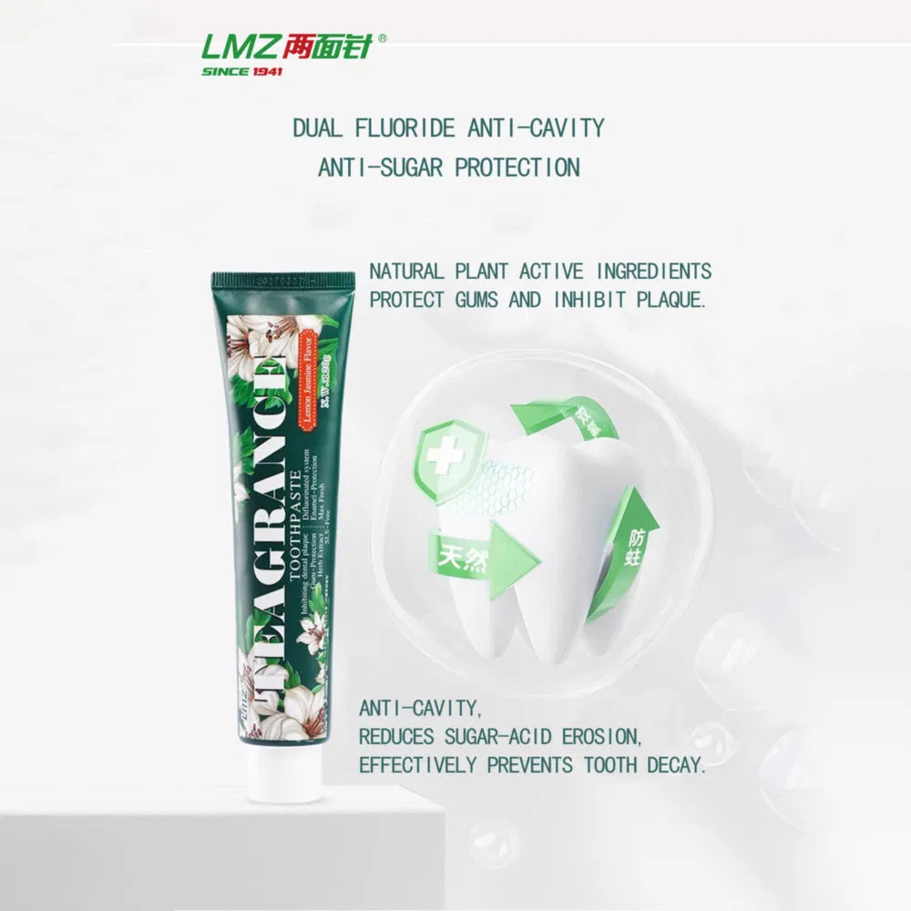 High-Quality Lemon Jasmine Flavor Teagrance Anti Cavity Toothpaste for Morning Brushing