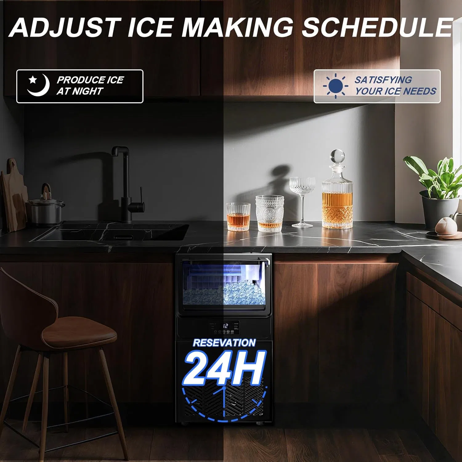 Commercial Ice Maker 100 Lbs / 45kgs Daily Production, Under Counter, Dual Water Inlet