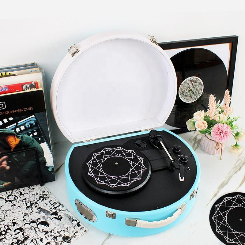 33/45/78 Rpm 3 Speed Vinyl Music Recorder Suitcase Phonograph Turntable Record Player with Stereo Speakers
