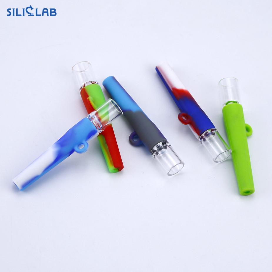 Custom Glass One Hitter Smoking Pipe Silicone Taster Bats