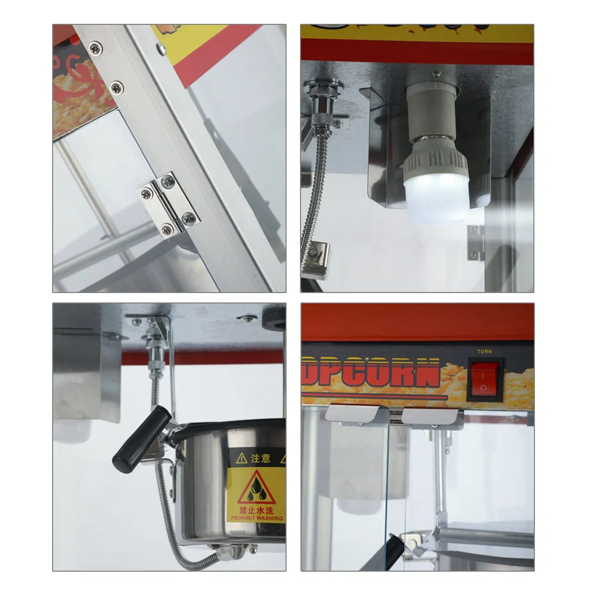 Electric Large-Capacity Popcorn Machine for Cinemas, with Stirring Mechanism to Prevent Burning/Sticking.