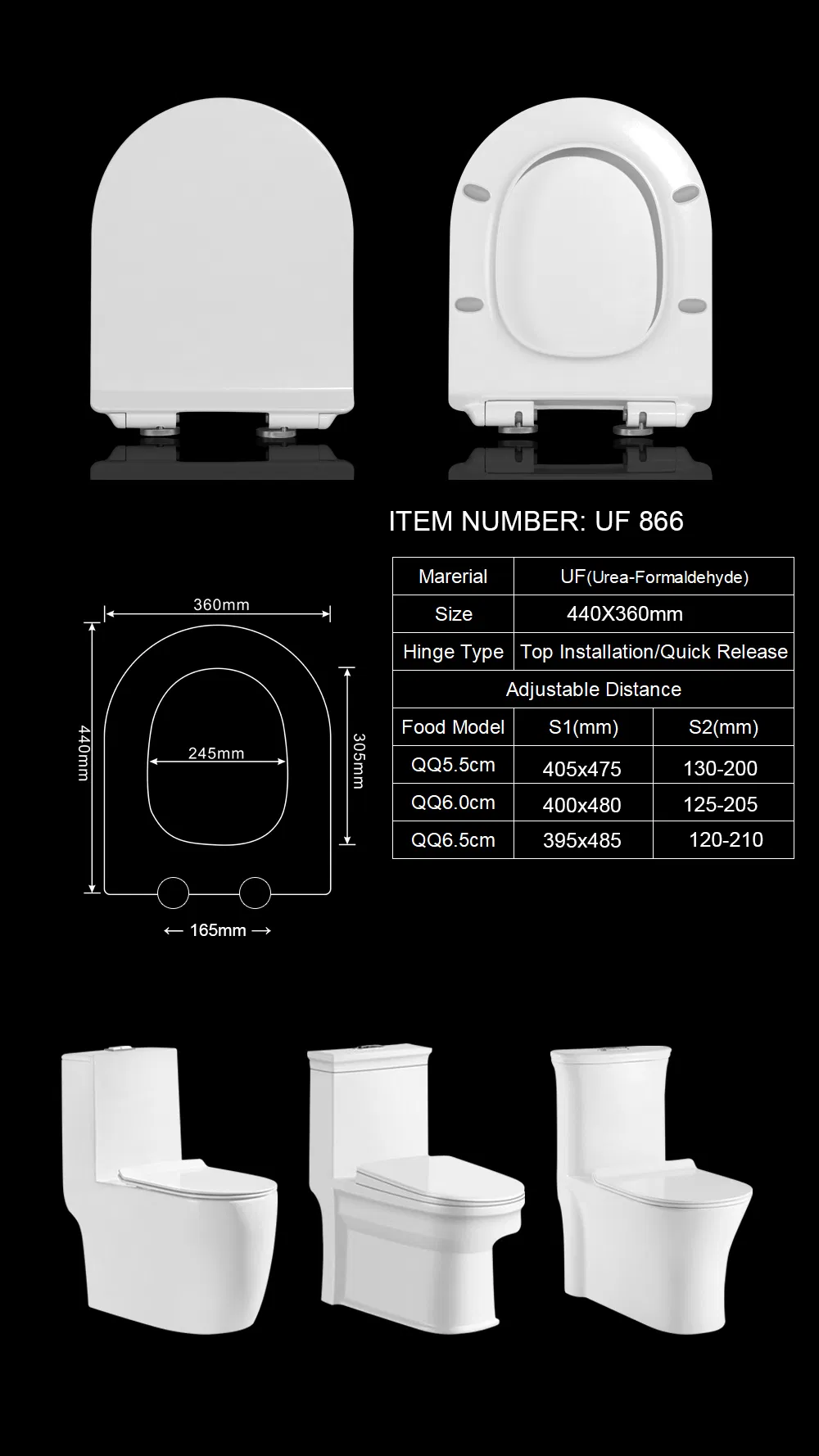 Sanitary Ware Quiet Close Slimline Toilet Seat with Cover