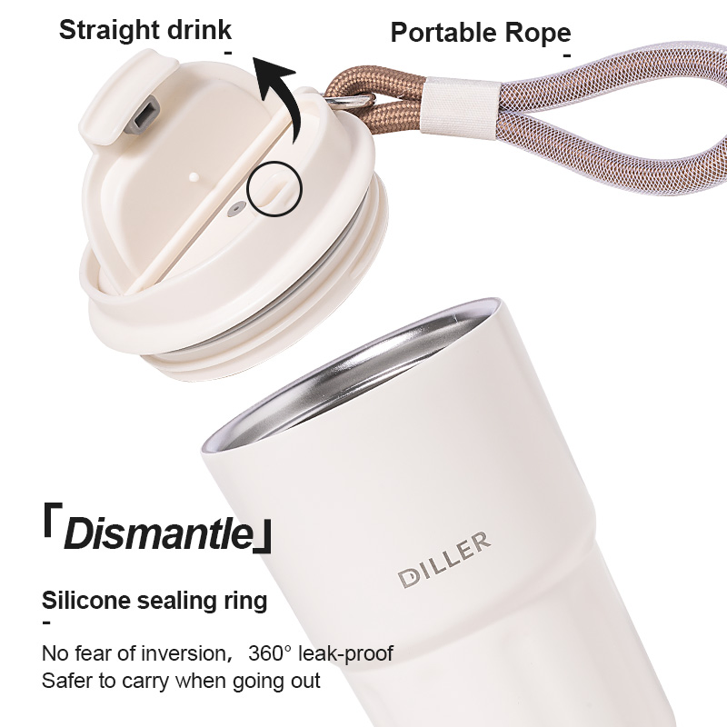 304 Stainless Steel, PP, Silicone Black, Purple, Blue, White, Pink, Rose Red Water Bottles Mug