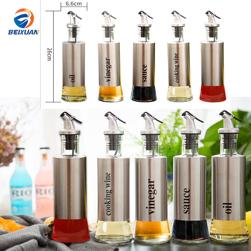 300ml Kitchen Oil Bottle Stainless Steel Leakproof Olive Oil Bottle