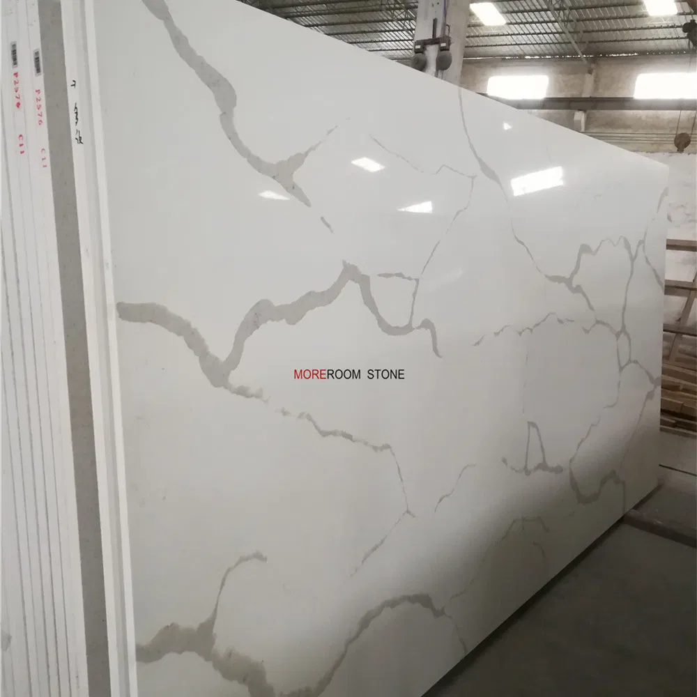 Engineered Quartz White Calcutta Marble Counter Top for Kitchen Island