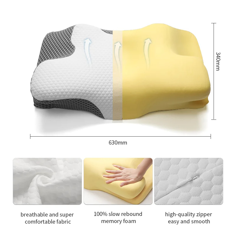 Pulatree Ergonomic Cervical Pillow for Sleeping Orthopedic Support Pillows Odorless Contour Neck Pain Memory Foam Pillow