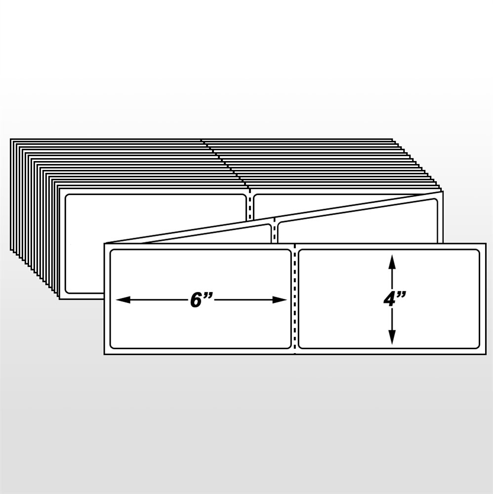 Folded 2 Stacks of 4" Thermal Labels (2000 label rolls per stack)