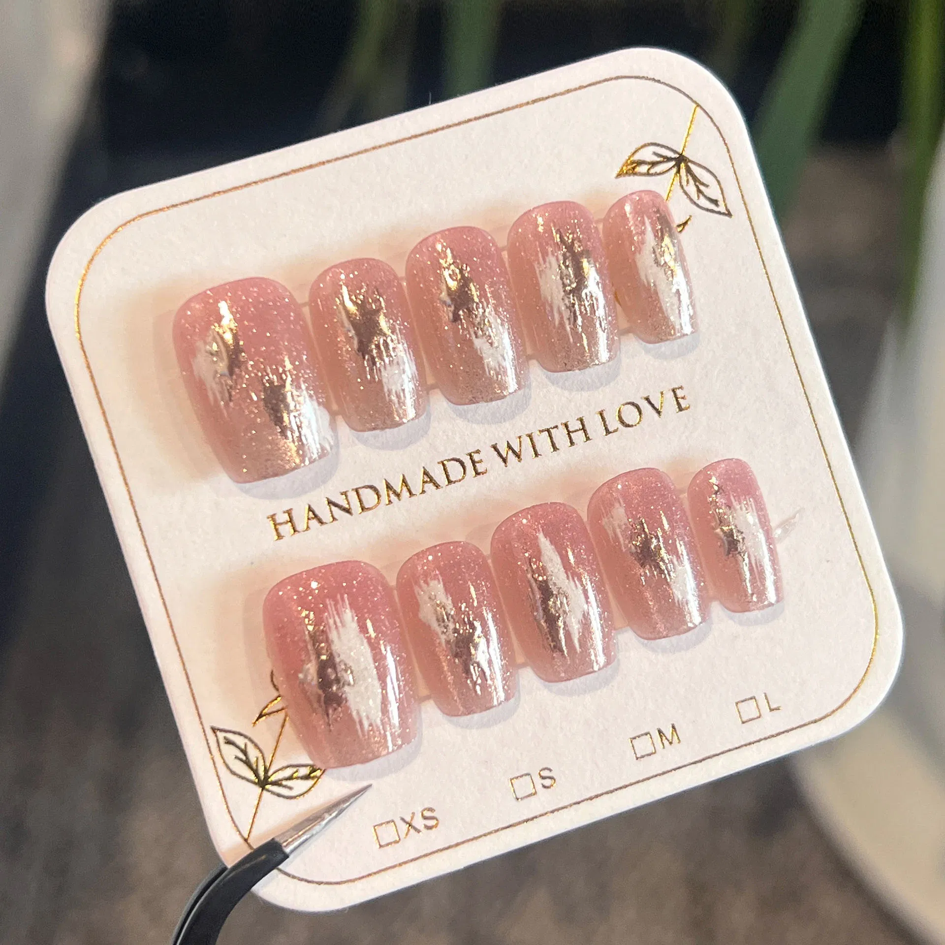 Pink Cat's Eye Nail Art Hot Stamping Graffiti Wearable Nail Patch