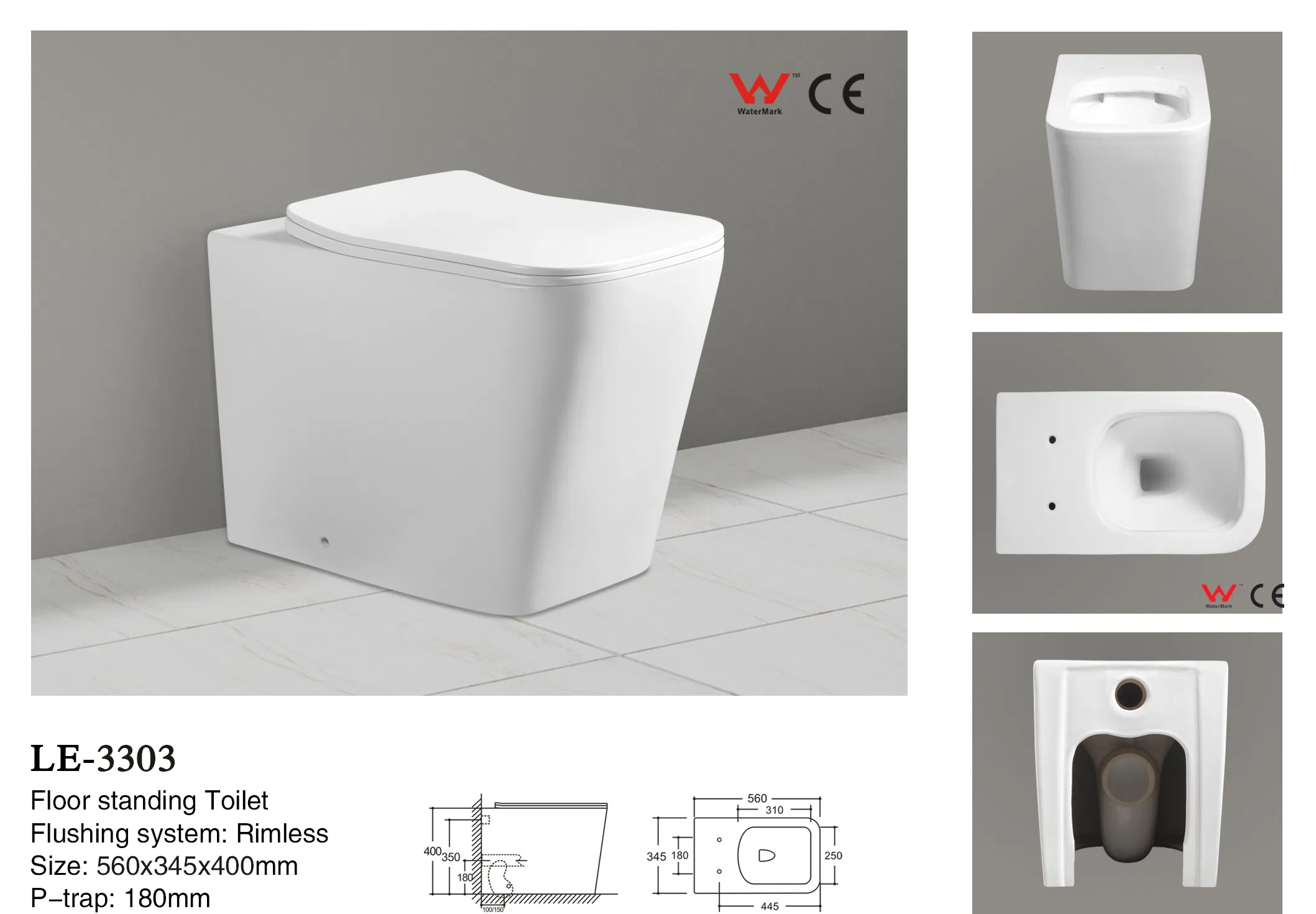 Water Closet Watermark Wall Hung Ceramic Bathroom Wc Toilet 2480-Ww
