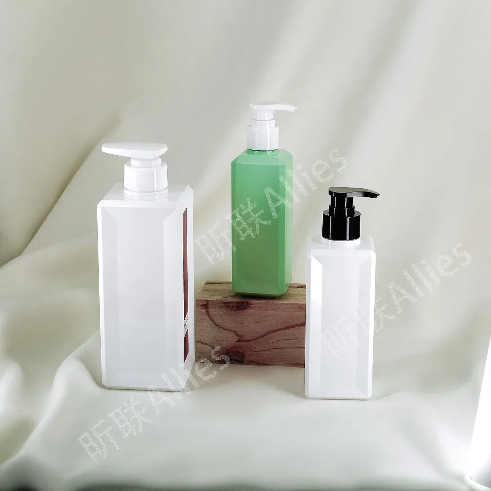 Wholesale White Green 500ml Eyelash Shampoo Conditioner Gel Plastic Lotion Square Air Pump Pet Bottle 500ml