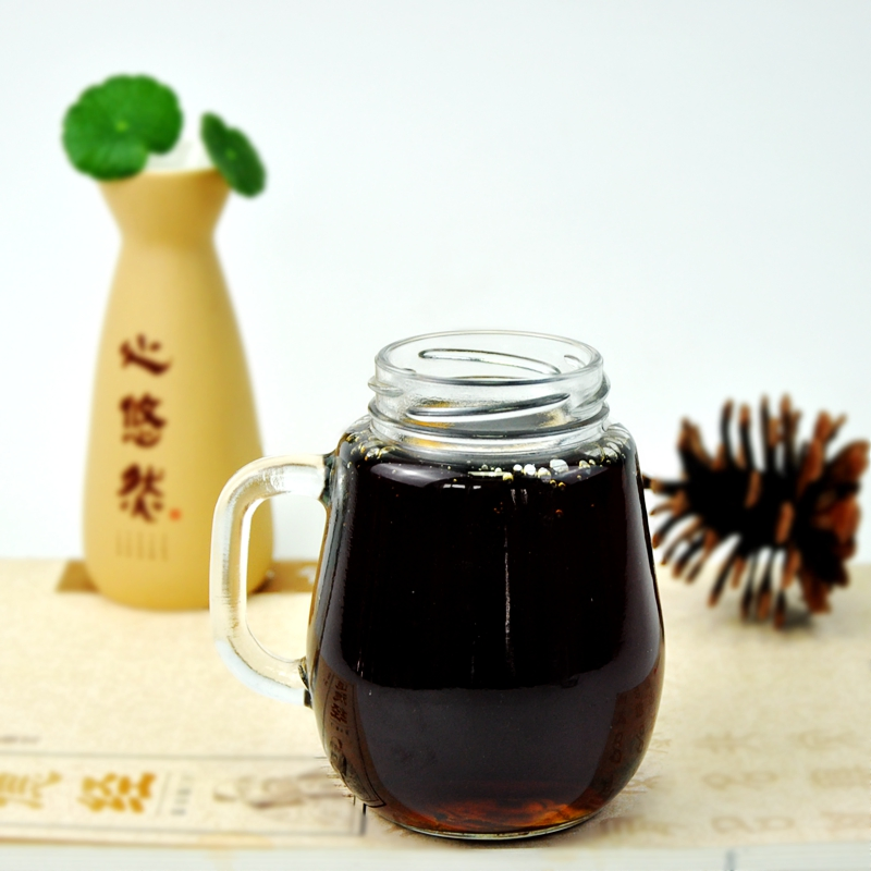 Screw Neck Honey Jam Clear Food Storage Jar with Handle