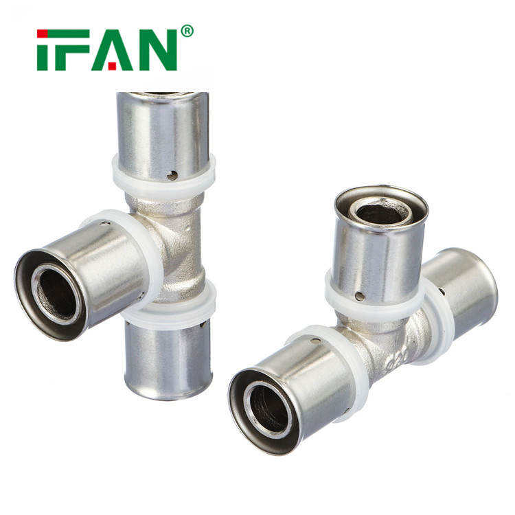 Ifan ISO15875 High Quality Pex Pipe Fittings White Tee 16-32mm Brass Pex Press Fitting