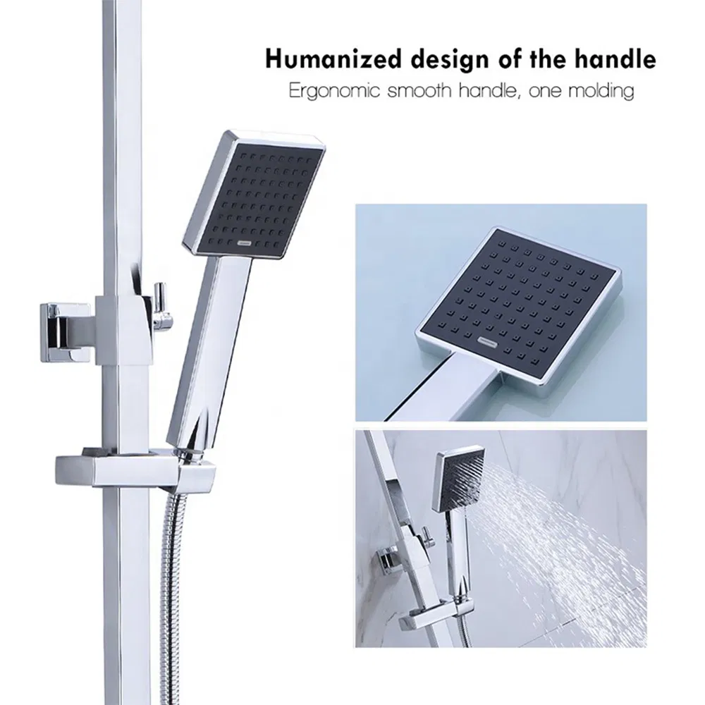 Luxurious Exposed Shower System Dual Function Bathroom Thermostatic Shower Faucet with 8.7 Inch Square Rainfall Shower Head