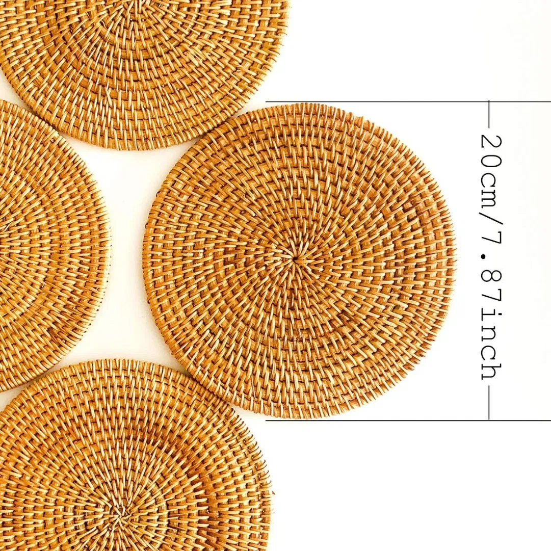 Handmade Rattan Placemats Kitchen Placemats Woven Placemats Heat Resistant Mats Insulation Mats for Kitchen Dining Table