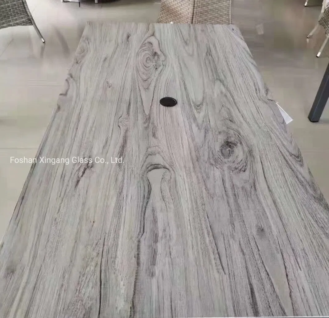 Ceramic Glass Table Top Wood Grain Design Outdoor Furniture Glass Table Top /Garden Furniture