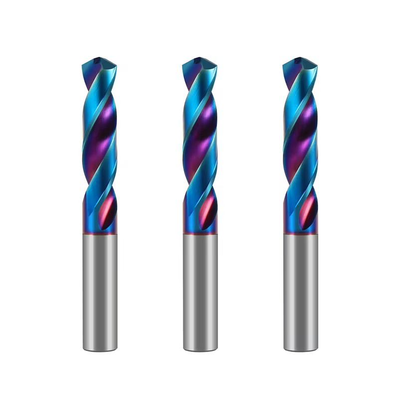 HRC65 Blue Nano Coating Tungsten Carbide Drill Bit CNC Machine Drilling Hole 2 Flutes Stainless Steel Twist Drill Bit