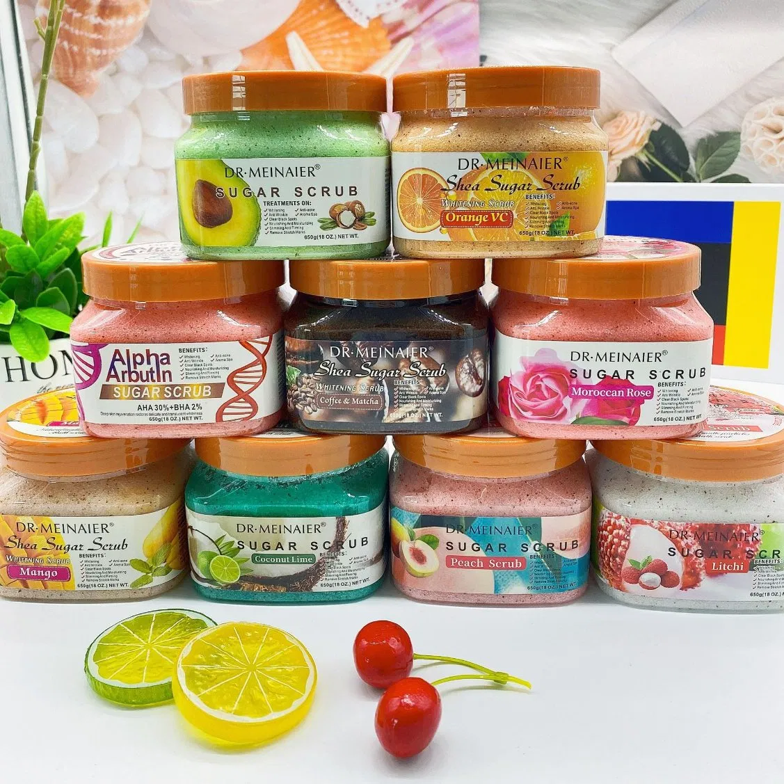 Natural Sugar Scrub Shea Butter Hydrating Exfoliating Bath Salt Face Body Whitening Scrub