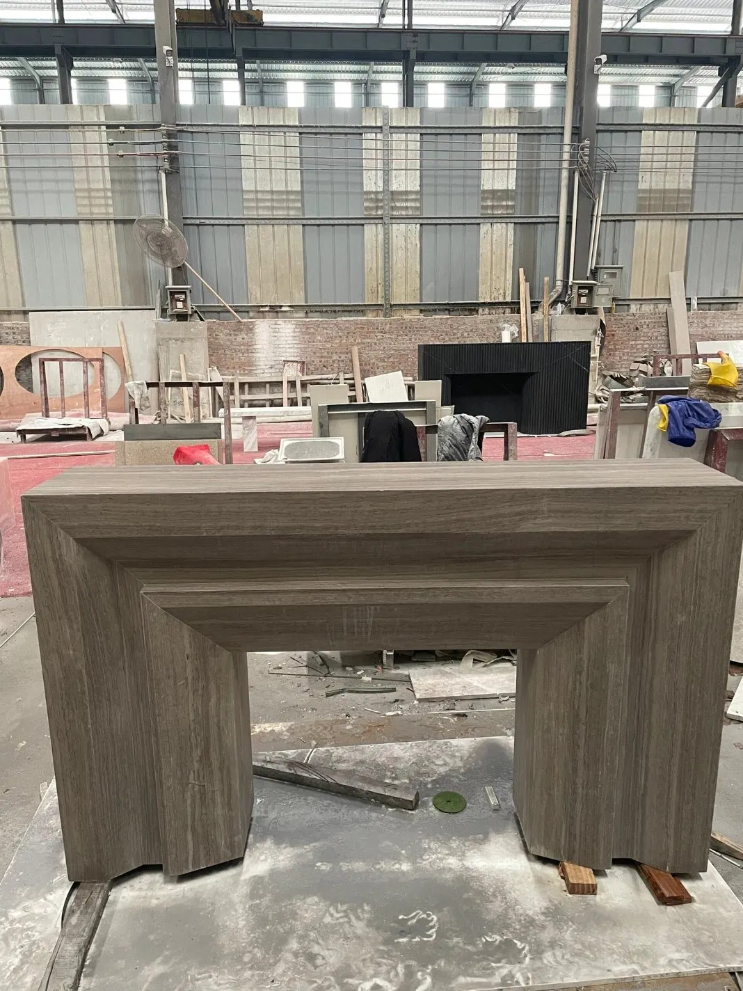 Classic Simple Design Stone Fireplace Surround Grey Wooden Marble Fireplace Mantel