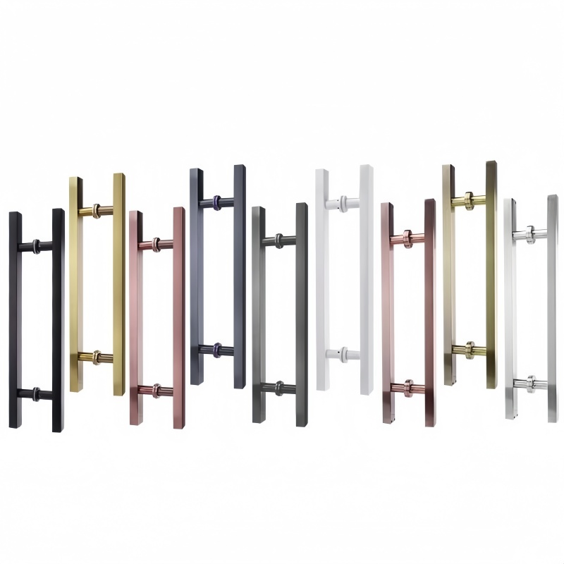 Square Stainless Steel Push-Pull Thickened Glass Door Door Handle