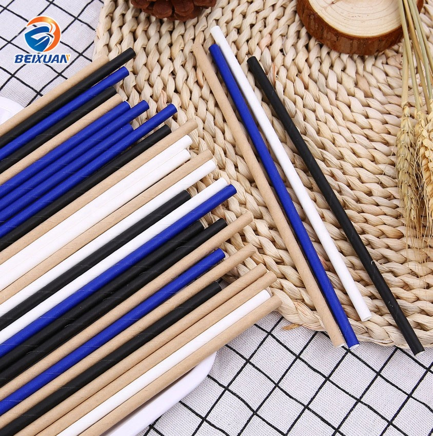 Factory Supply Biodegradable Disposable Blue Kraft Paper Drinking Straw