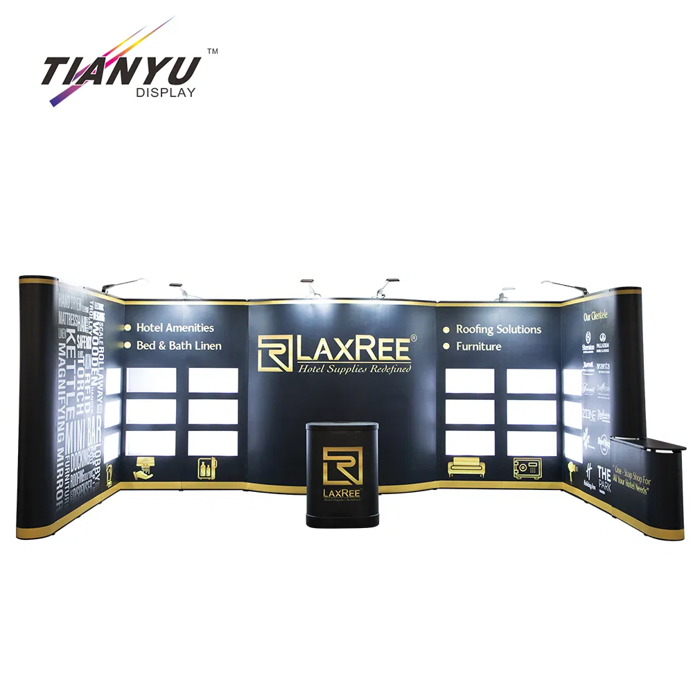 Tianyu 10X20 Popup Aluminum PVC Backdrop Trade Show Banner Display Stand with Spotlight