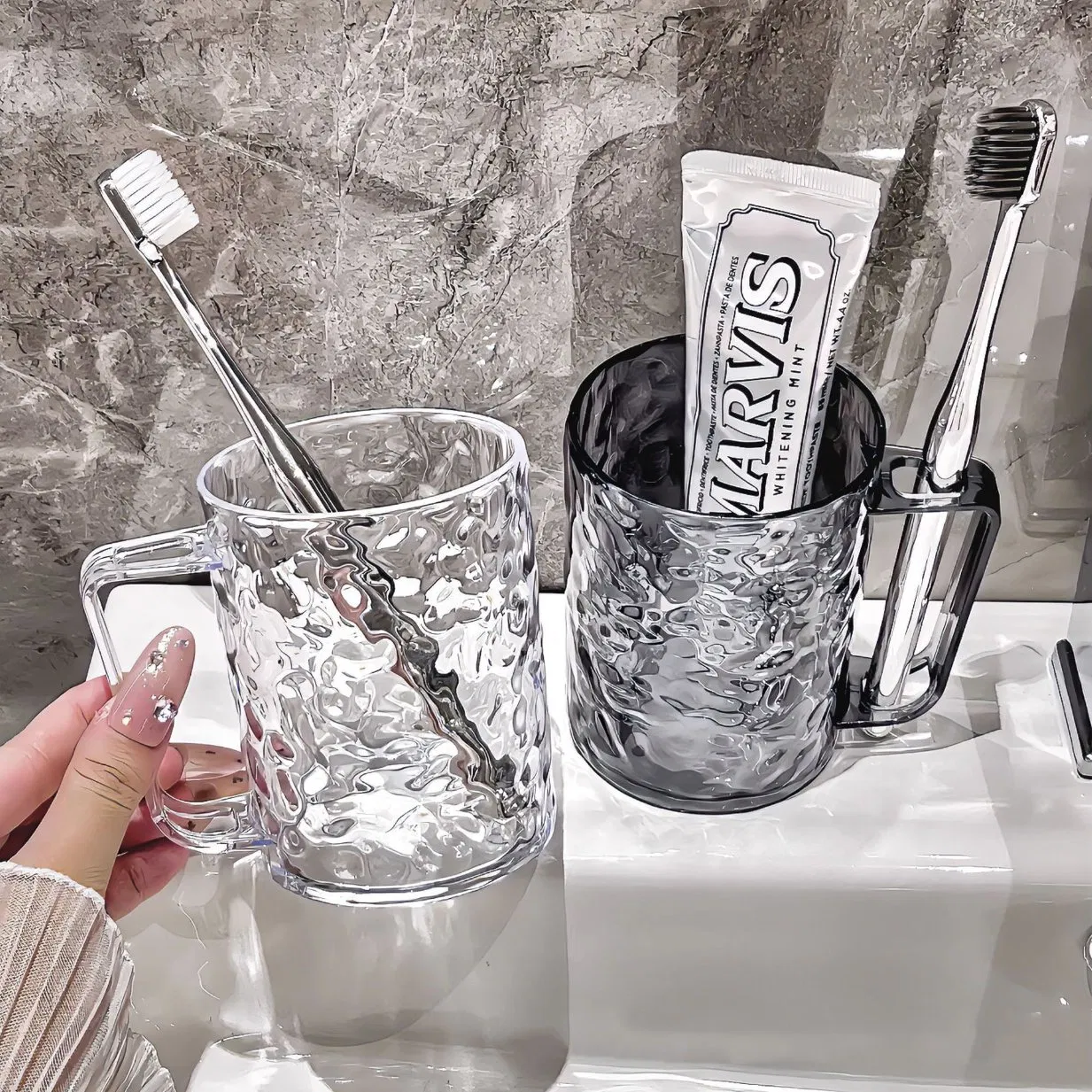 High Quality Plastic Glacier Pattern Cup Transparent Water Cup