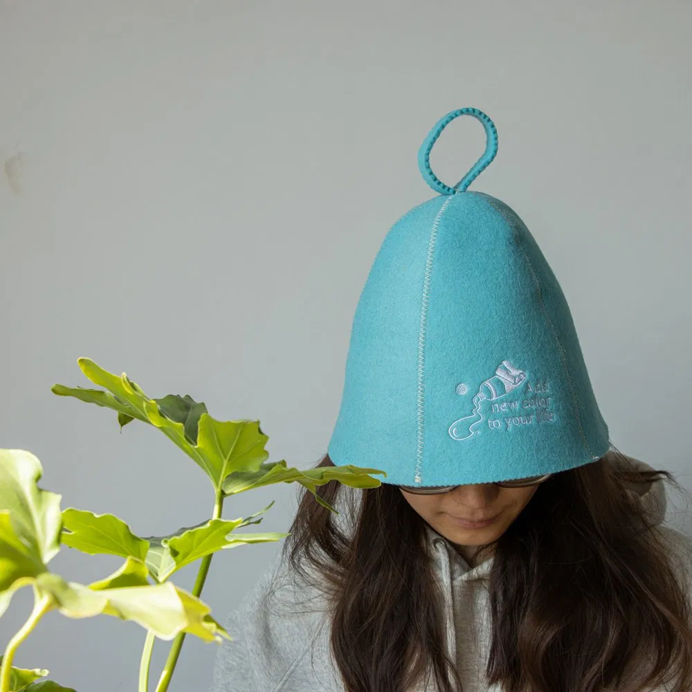 Wholesale Wool Color Custom Embroidery Thick Felt Sauna Hat