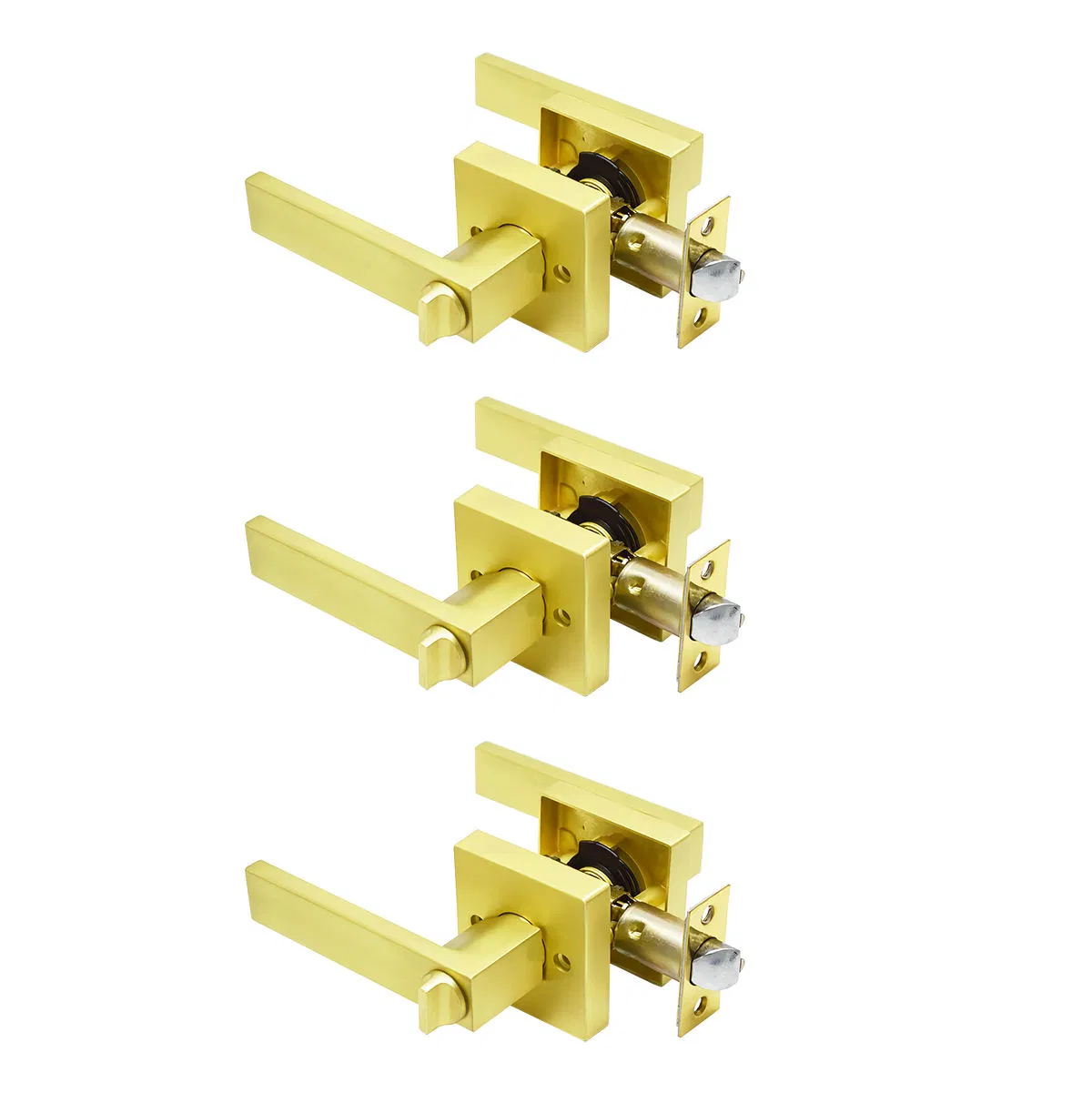 Modern Design Zinc Alloy Internal Wooden Bedroom Door Gold Lever Handle Lock with Home Hotel