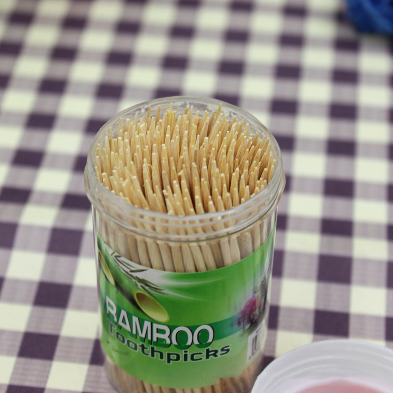 Cello Individual Wrap Bamboo Toothpick with Plastic Jar Dispenser Container Bottle Holder