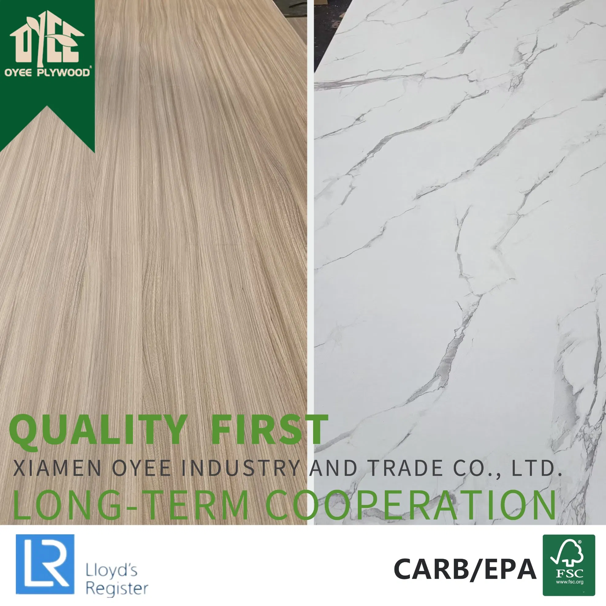 1220*2440 High Quality Melamine/Laminate Plywood with Solid or Wood Grain for Cabinet and Furniture