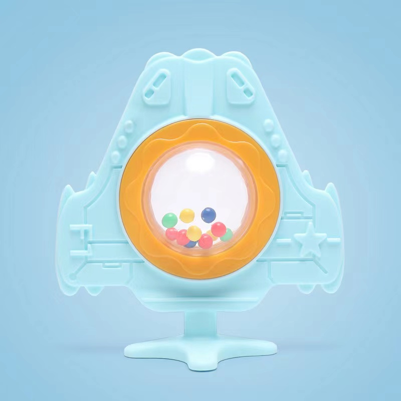 New Arrival Baby Chewing Toy Space Ship Shape Rattle Bell Silicone Baby Teether
