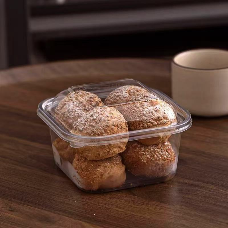 Clear Pet Plastic Dessert Container Dome Lid Bakery Cake Puffs Pastry Box