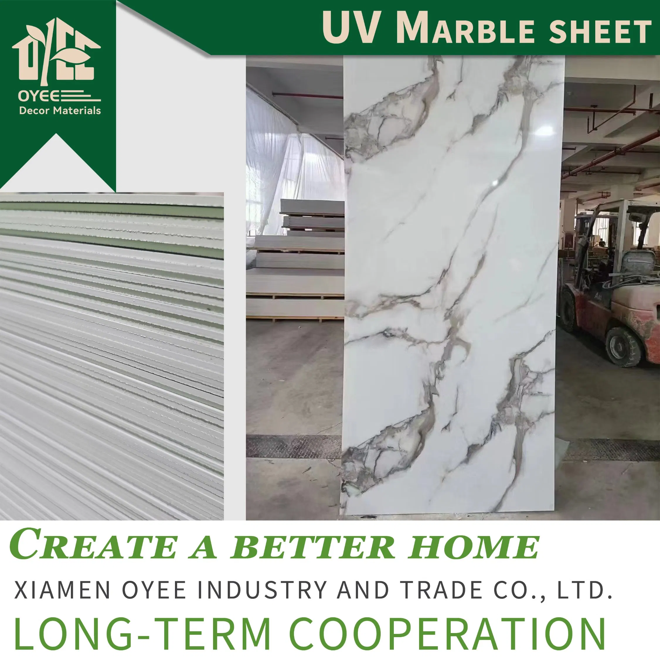 High Glossy Coated UV Surface Simulated Marble PVC Marble Wall Panel UV Sheet for Indoor