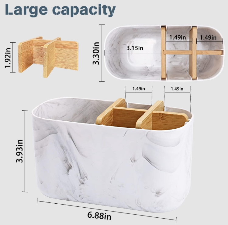Toothbrush Holders for Bathrooms, 5 Slots Bamboo Toothbrush Holder