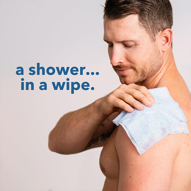 OEM Individually Wrapped Large Size Body Wipes 180mm*260mm Polyester 10 Pieces Per Pack Ultra-Thick Disposable Rinse Free Dual-Sided Shower Wipes with Sealable