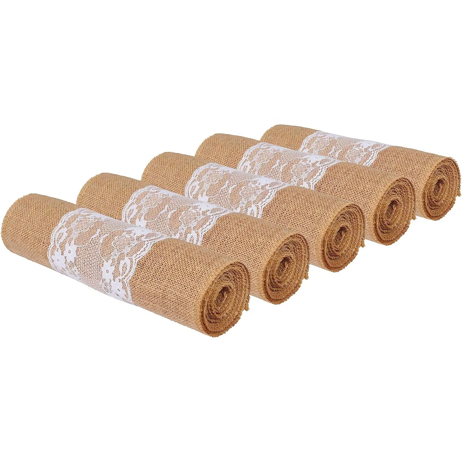 12 X 108 Inch Burlap Lace Table Cover Natural Jute Lace Burlap Table Runner