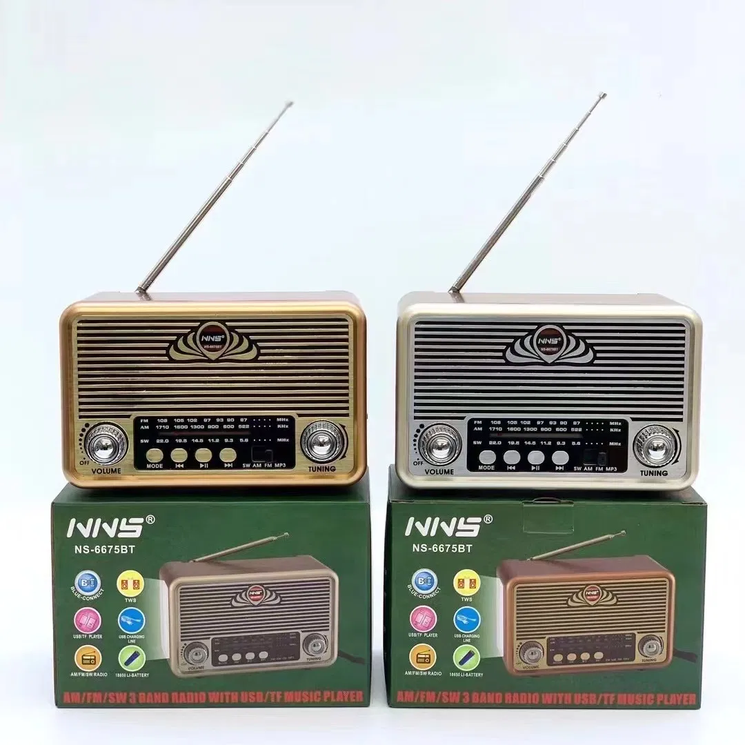 Радио-колонка NS-6675BT Vintage Wooden с Bluetooth и подсветкой