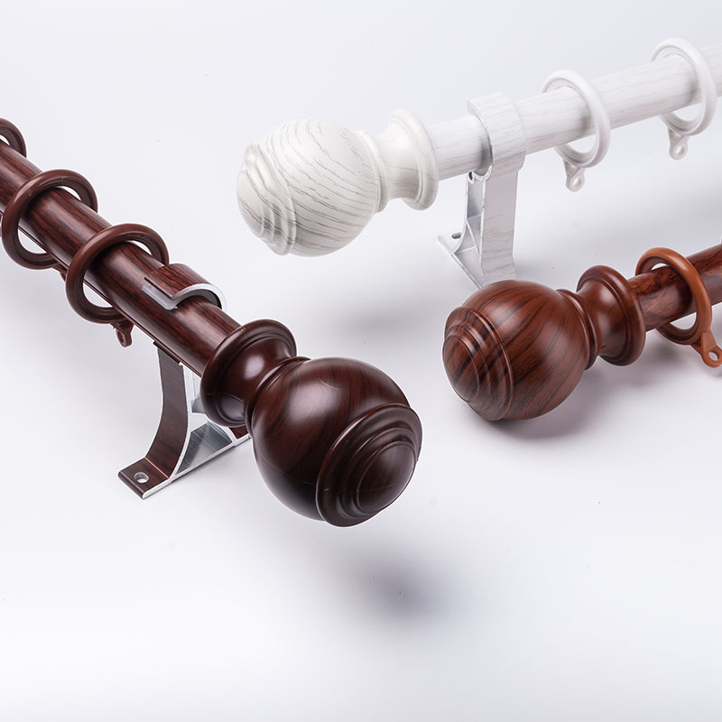 Wholesale Manufacturer Extendable Bathroom Aluminium Alloy Double Bracket Wood Finials Rod Curtain for Home Decor