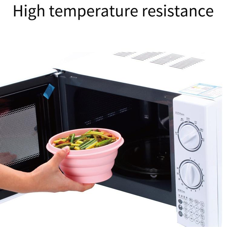 Silicone Folding Bowl, Travel Outdoor Tableware with Lid, Collapsible Instant Noodle Bowl 500ml - 1000ml
