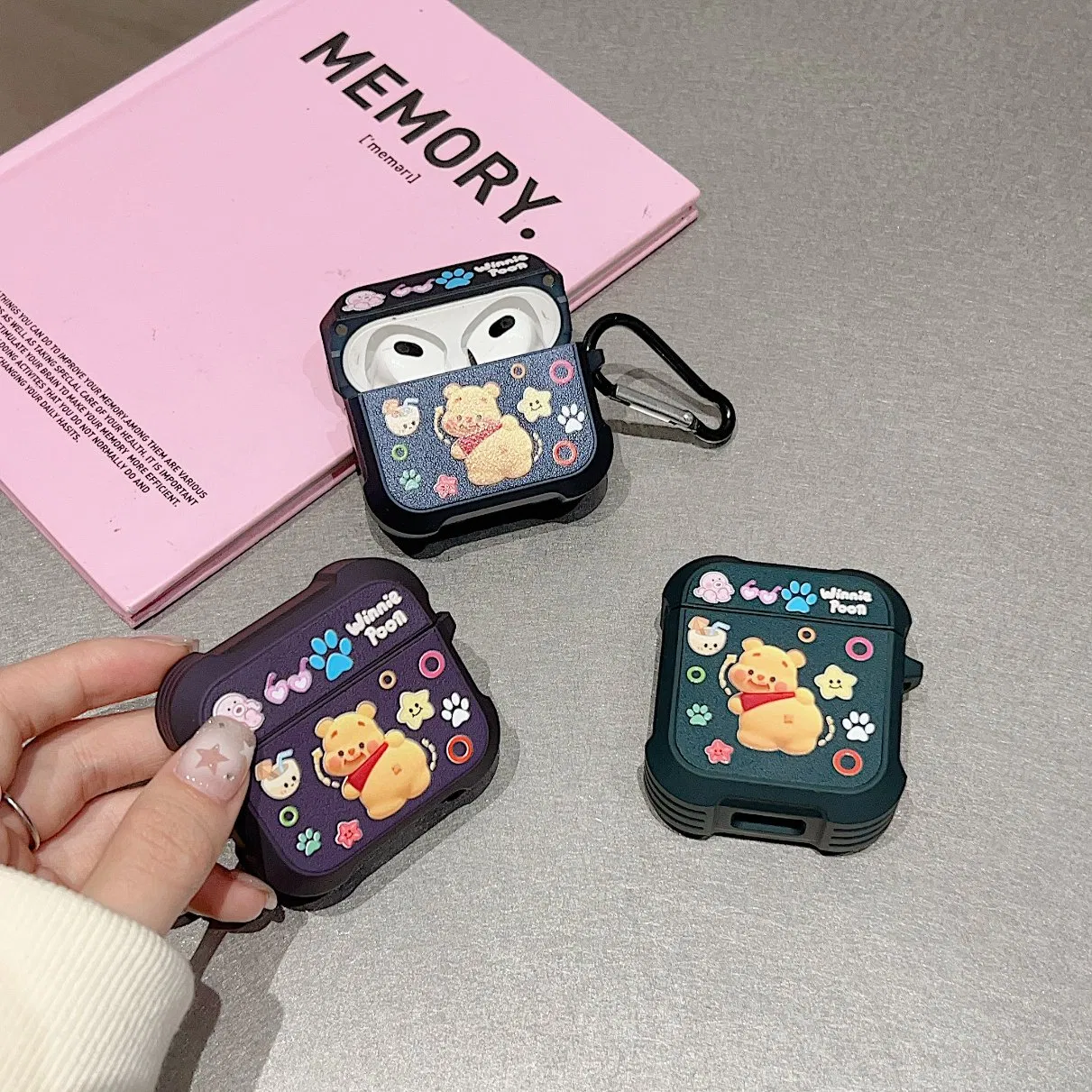 Popular Cool Strawberry Bear Winnie Bluetooth Headphone Case for Air PRO 2 Series Earphone Protector