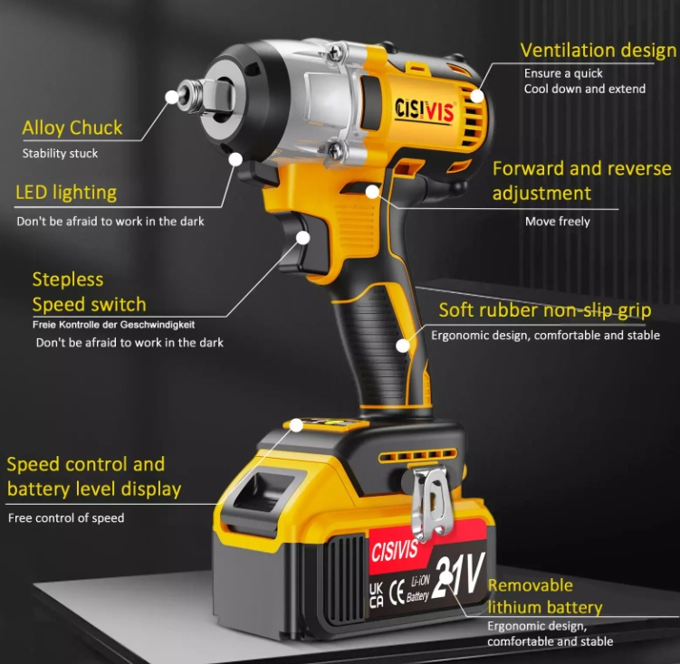 Durable Brushless Electric Wrench Kit with Rechargeable Lithium Power